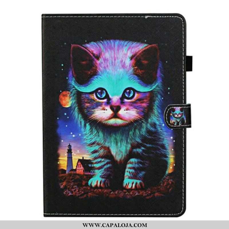 Capa Flip Para Samsung Galaxy Tab S8 / Tab S7 Gato Elétrico