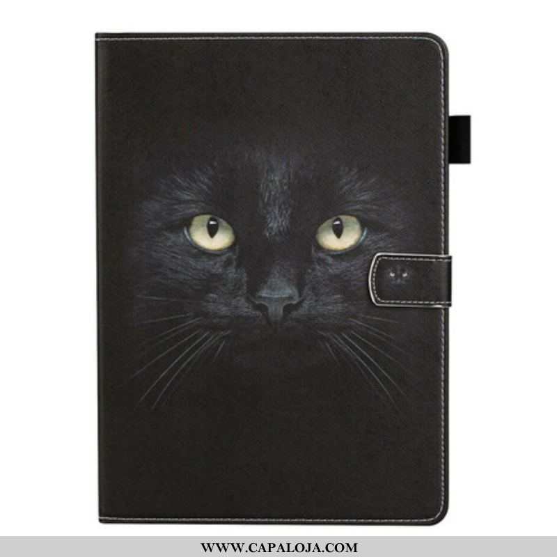 Capa Flip Para Samsung Galaxy Tab S8 / Tab S7 Gato Preto