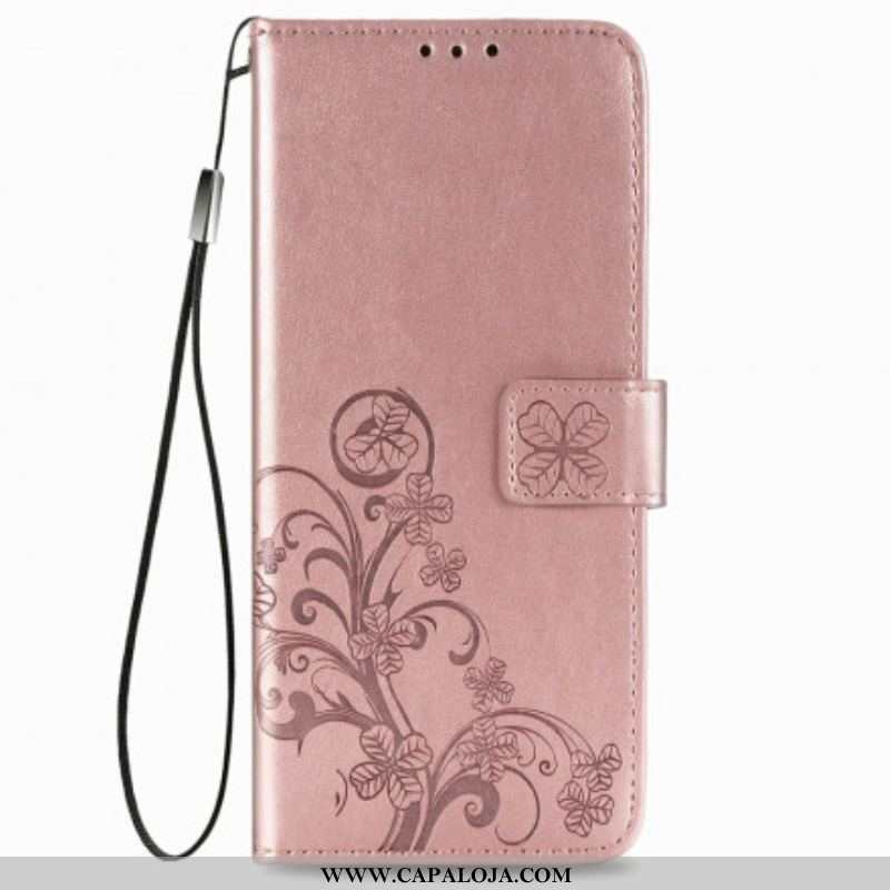 Capa Flip Para Samsung Galaxy Z Fold 3 5G Desenho De Flores Com Cordão