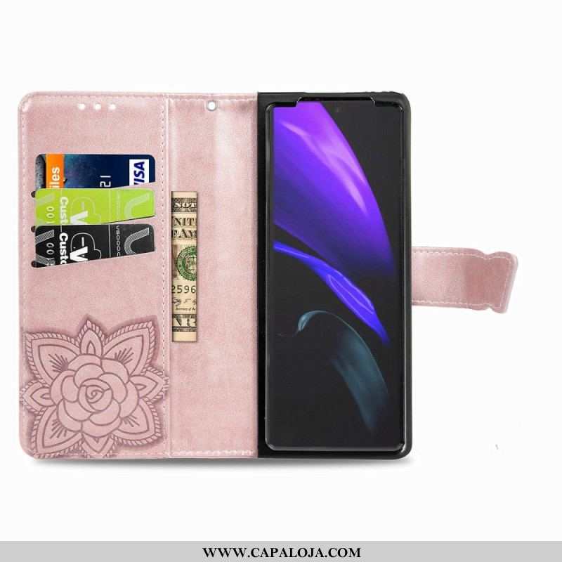 Capa Flip Para Samsung Galaxy Z Fold 4 Borboleta Gigante