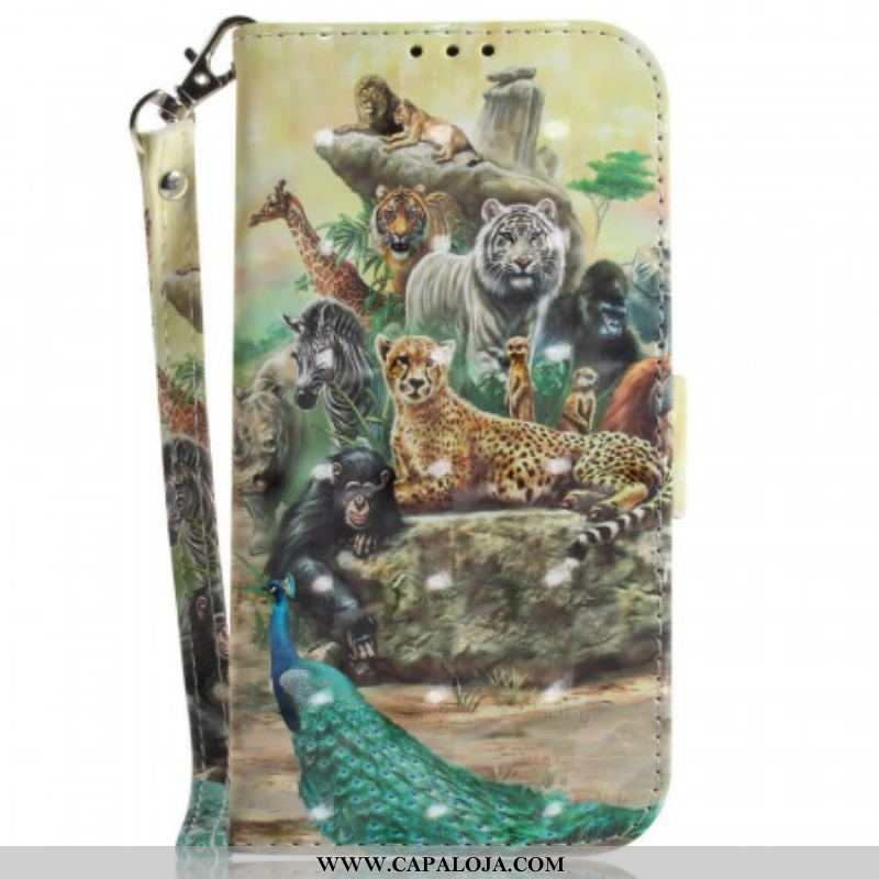 Capa Flip Para Sony Xperia 1 IV De Cordão Tanga Safari