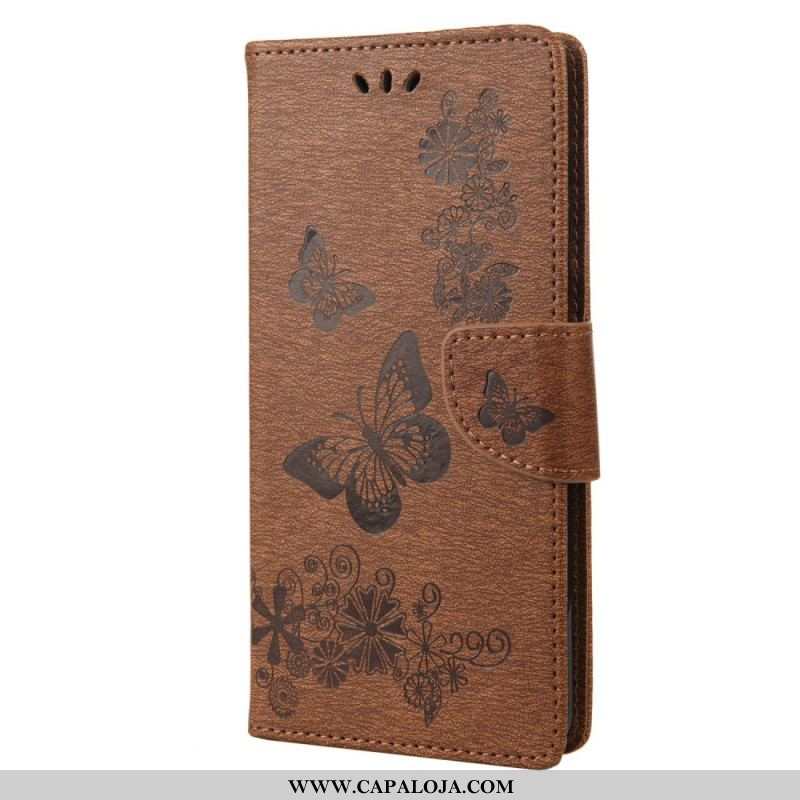 Capa Flip Para Sony Xperia 10 IV Borboletas Em Vôo