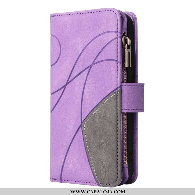 Capa Flip Para Sony Xperia 5 IV Bicolor Com Porta Moedas