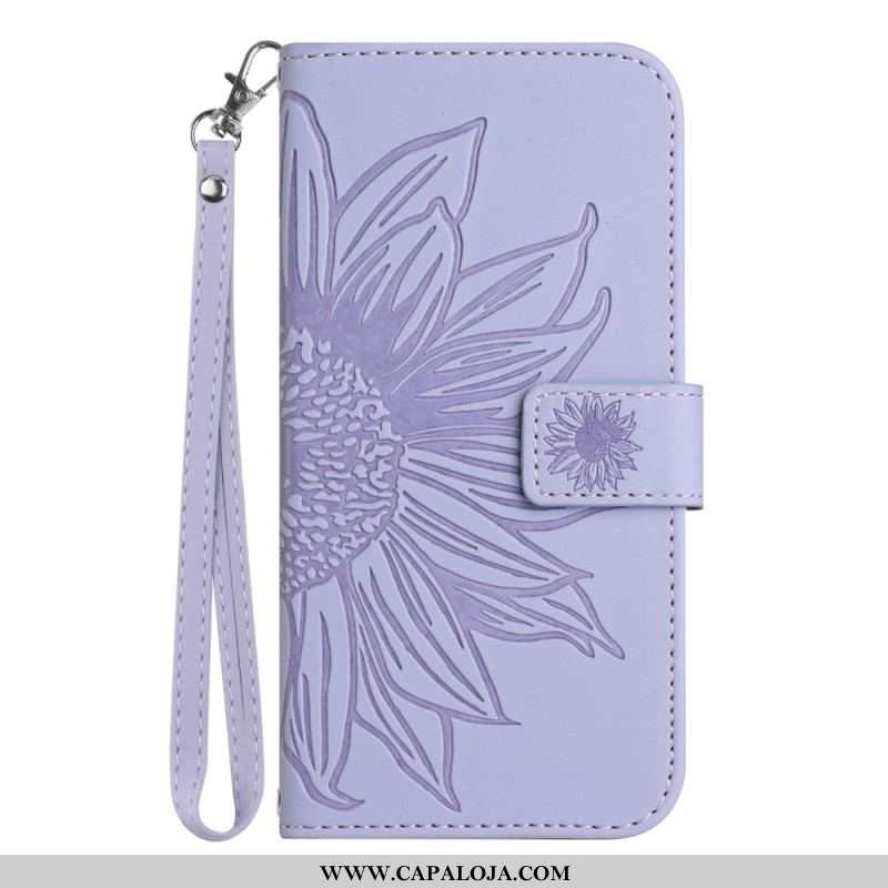 Capa Flip Para Sony Xperia 5 IV De Cordão Girassol Strappy