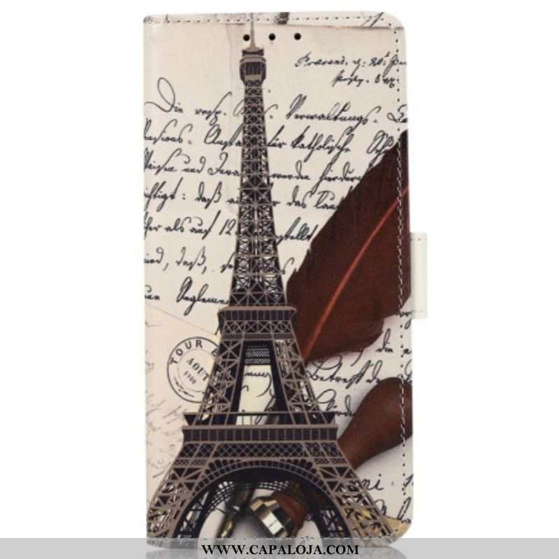 Capa Flip Para Sony Xperia 5 IV Torre Eiffel Do Poeta