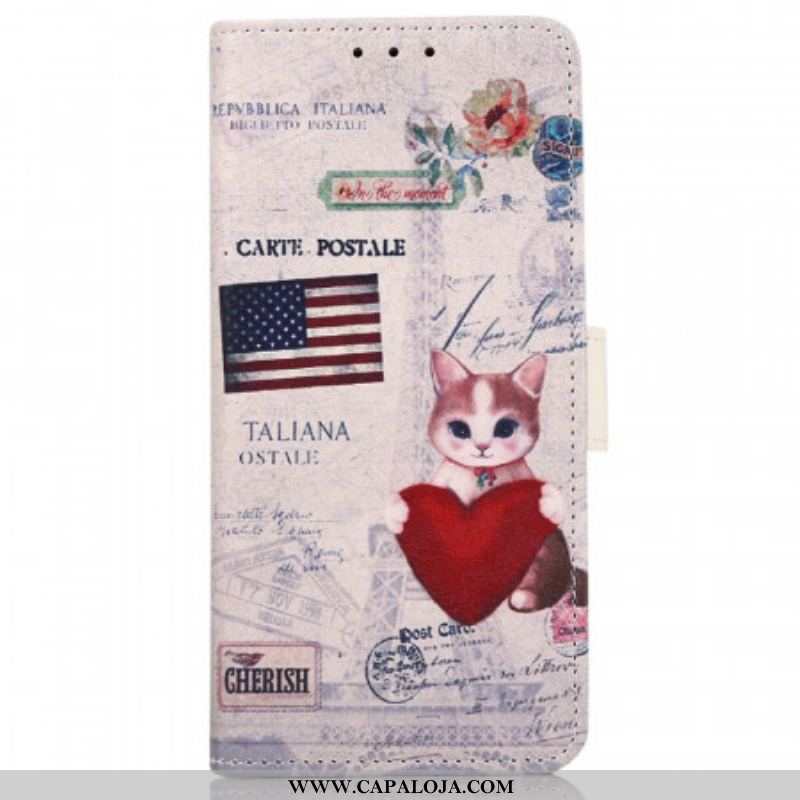 Capa Flip Para Sony Xperia Pro-I Gato Viajante