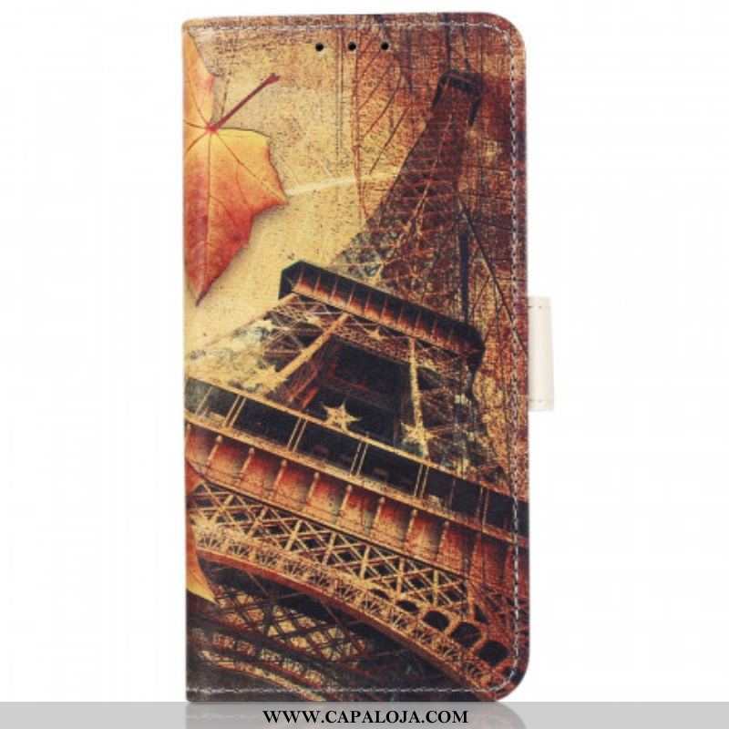 Capa Flip Para Sony Xperia Pro-I Torre Eiffel No Outono