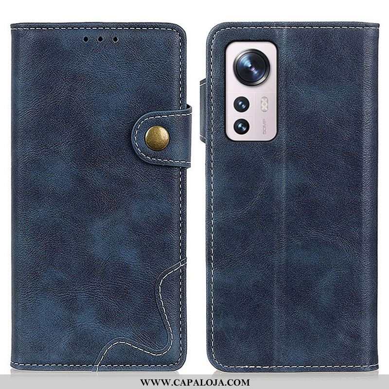 Capa Flip Para Xiaomi 12 / 12X Artístico E Costuras