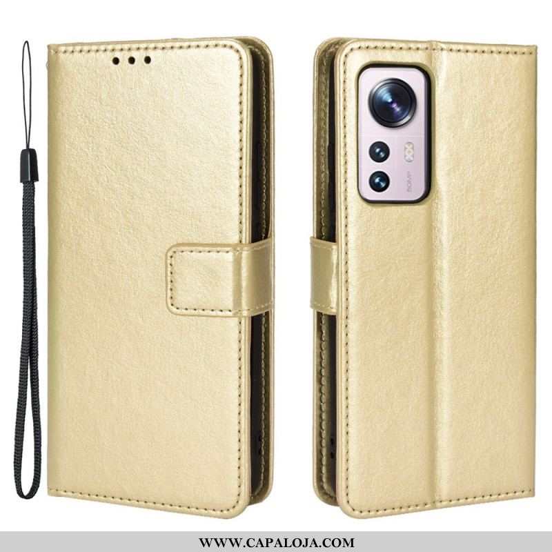 Capa Flip Para Xiaomi 12 / 12X Couro Falso Chamativo