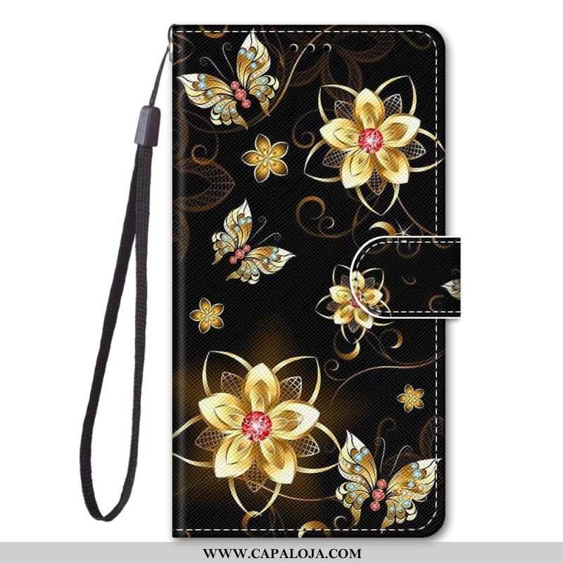 Capa Flip Para Xiaomi 12 / 12X De Cordão Strappy Floral