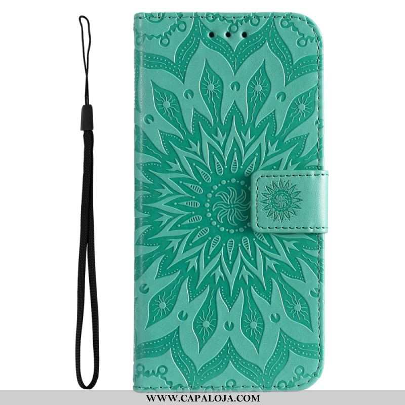 Capa Flip Para Xiaomi 12 Lite Mandala Sol Com Cordão