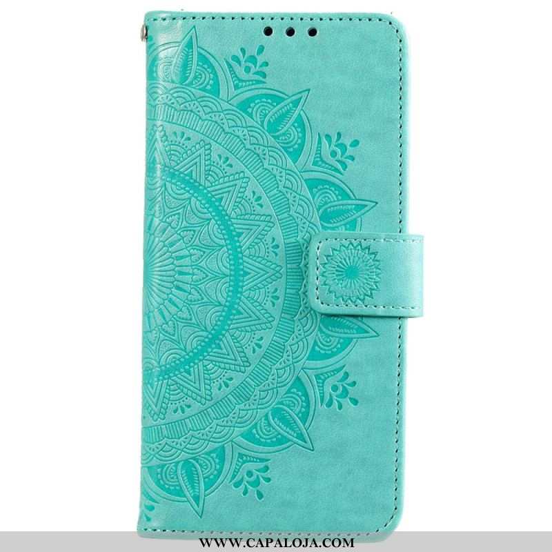 Capa Flip Para Xiaomi 12 Pro De Cordão Mandala Do Sol Strappy