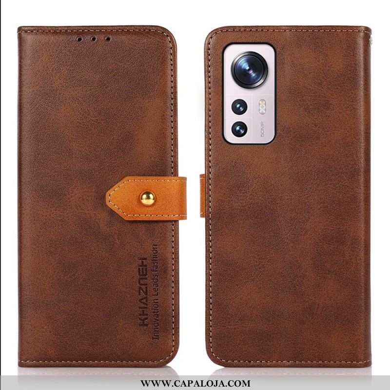 Capa Flip Para Xiaomi 12 Pro Fecho Dourado Bicolor Khazneh