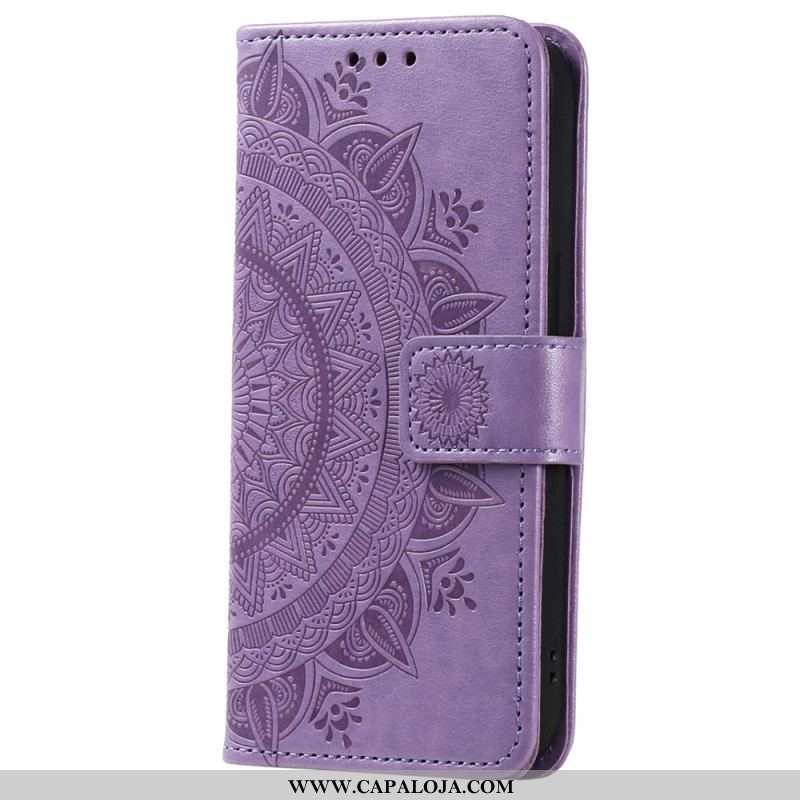 Capa Flip Para Xiaomi 12T / 12T Pro Mandala Sol Com Cordão