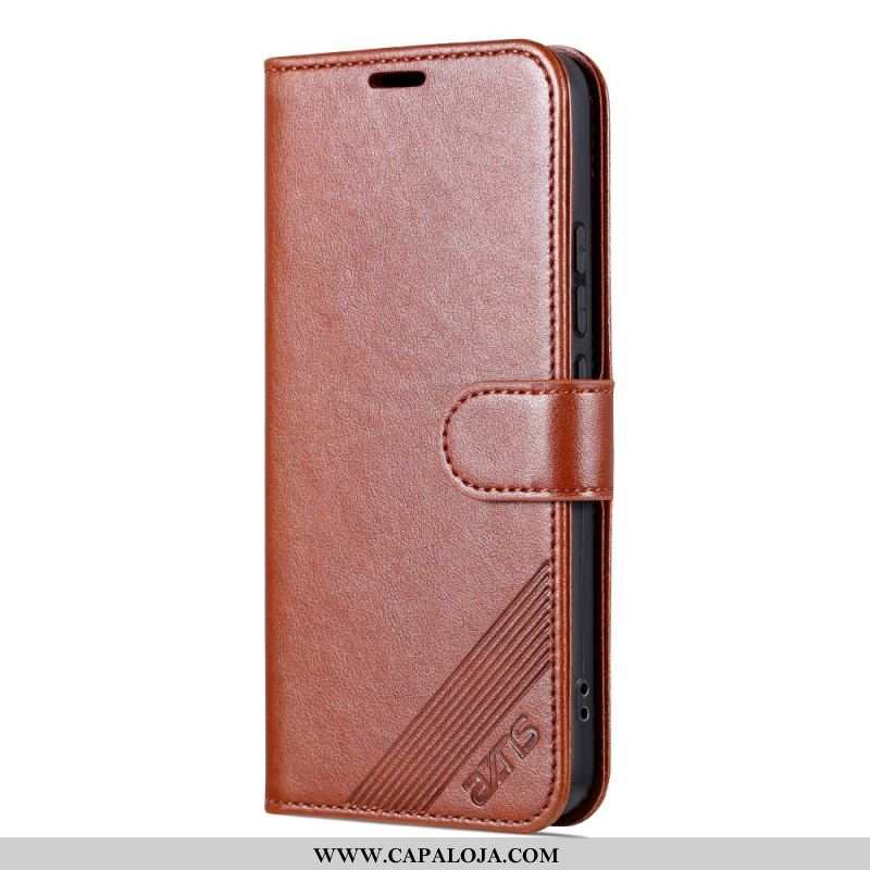 Capa Flip Para Xiaomi 13 Pro Efeito Couro Azns