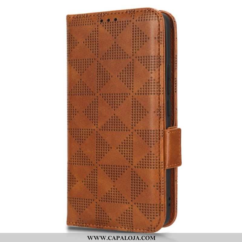 Capa Flip Para Xiaomi 13 Triângulos Com Cordão