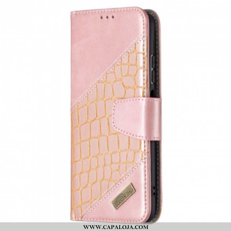 Capa Flip Para Xiaomi Redmi Note 10 / 10S Efeito Clássico De Pele De Crocodilo