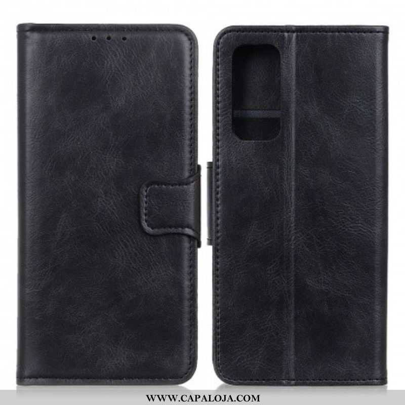 Capa Flip Para Xiaomi Redmi Note 10 / 10S Fecho Reversível Efeito Couro