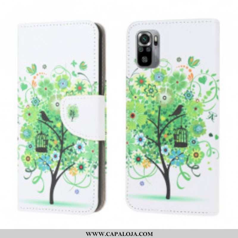 Capa Flip Para Xiaomi Redmi Note 10 / 10S Árvore Verde