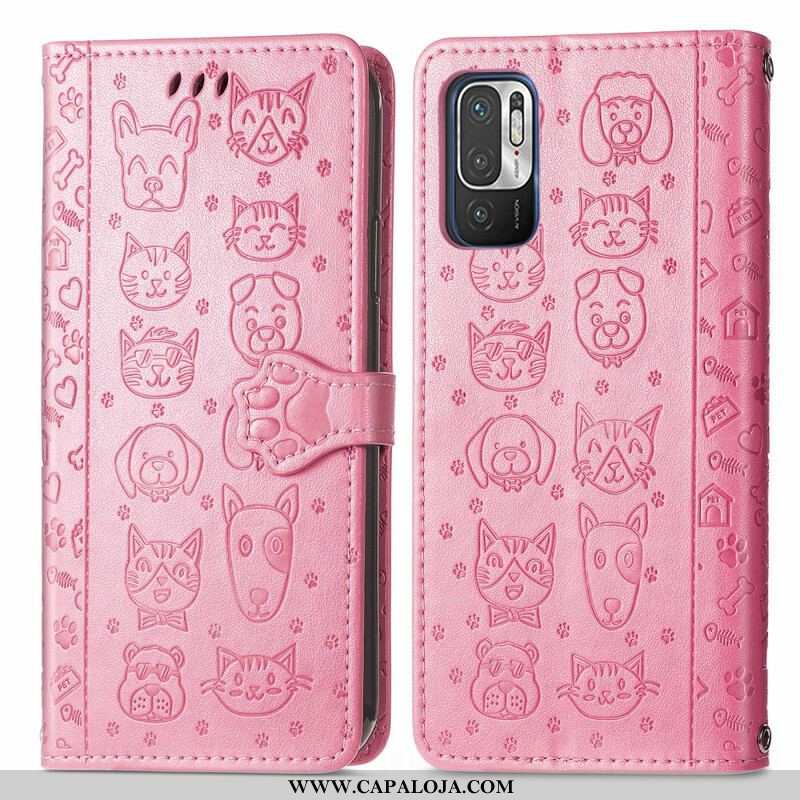 Capa Flip Para Xiaomi Redmi Note 10 5G Animais Animados