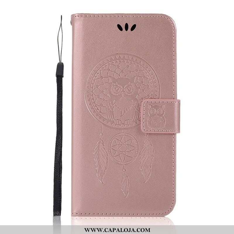 Capa Flip Para Xiaomi Redmi Note 10 5G Coruja Apanhador De Sonhos