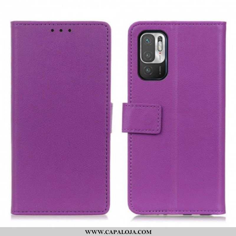 Capa Flip Para Xiaomi Redmi Note 10 5G Couro Falso Clássico