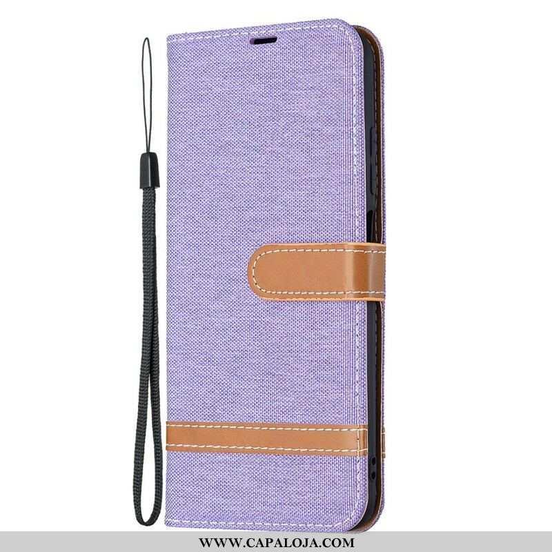 Capa Flip Para Xiaomi Redmi Note 10 5G De Cordão Tecido De Alça