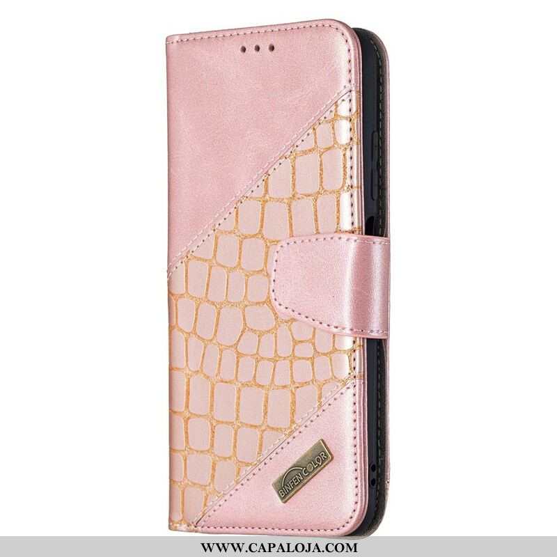 Capa Flip Para Xiaomi Redmi Note 10 5G Efeito Clássico De Pele De Crocodilo