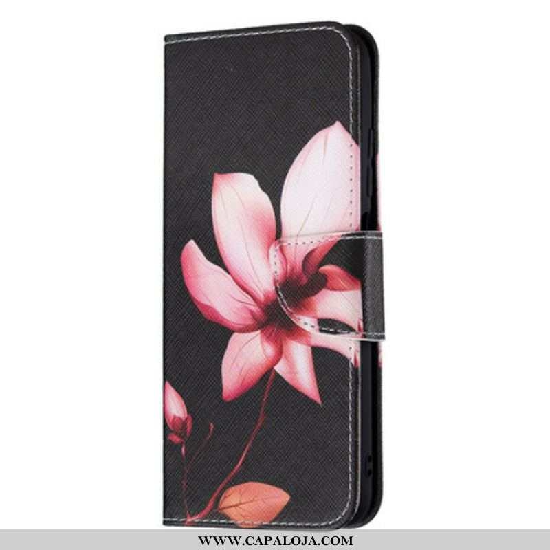 Capa Flip Para Xiaomi Redmi Note 10 5G Flor Rosa