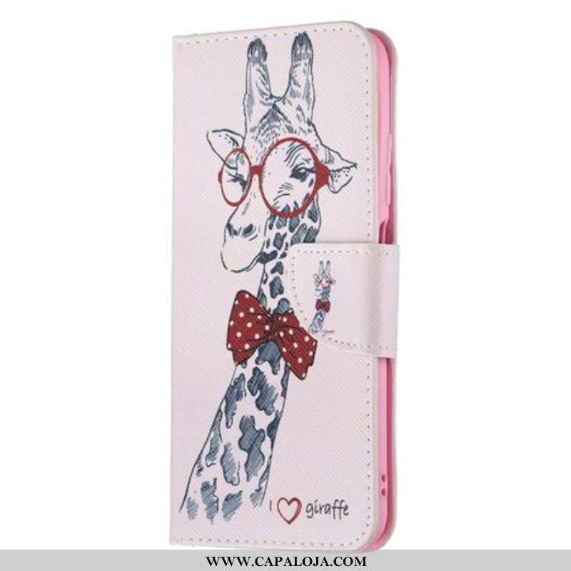 Capa Flip Para Xiaomi Redmi Note 10 5G Girafa Inteligente