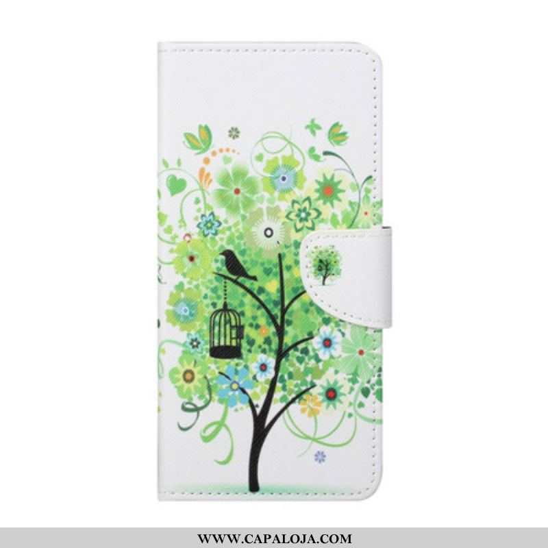 Capa Flip Para Xiaomi Redmi Note 10 5G Árvore De Folhagem Verde