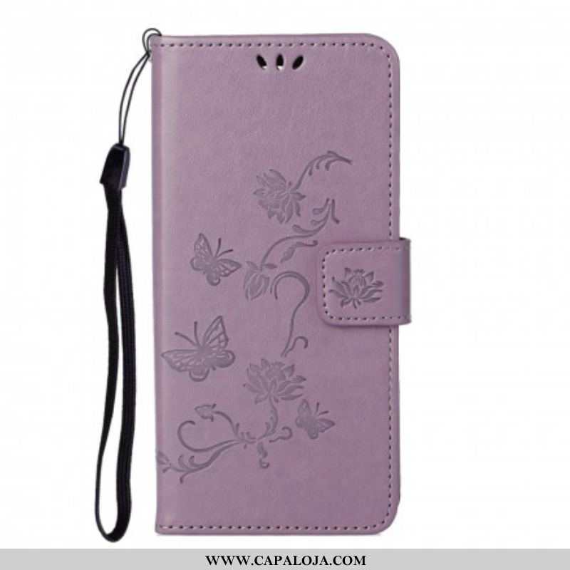 Capa Flip Para Xiaomi Redmi Note 10 Pro Borboletas E Flores