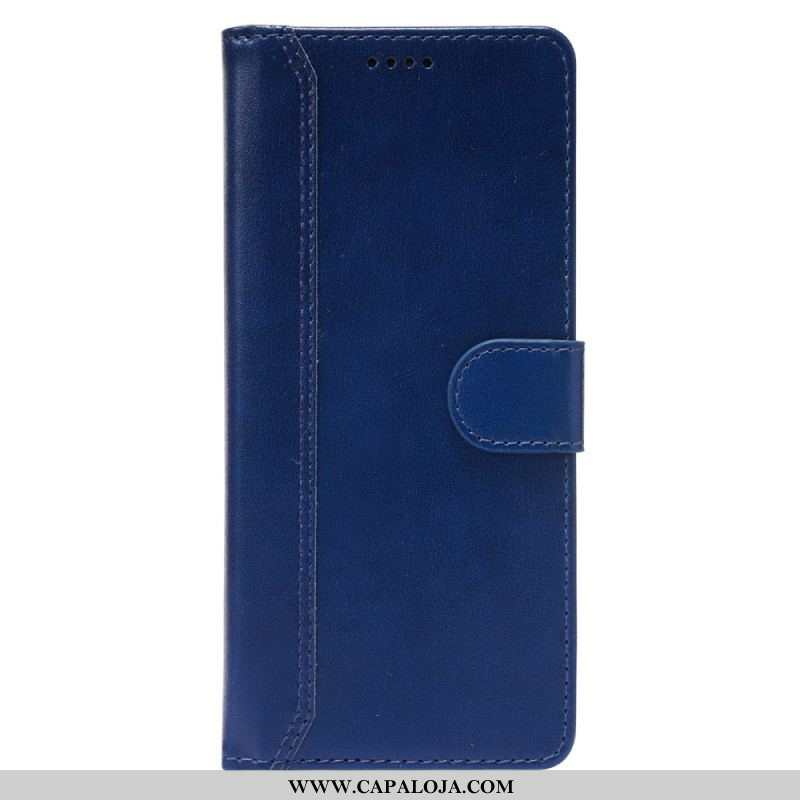 Capa Flip Para Xiaomi Redmi Note 10 Pro Costuras Brilhantes E Expostas