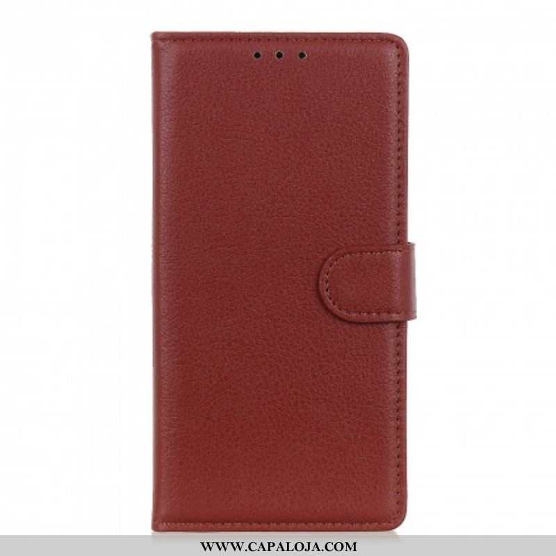 Capa Flip Para Xiaomi Redmi Note 10 Pro Efeito Couro Lichia Premium