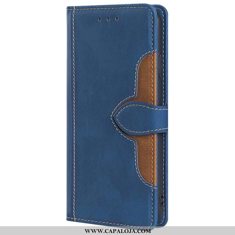 Capa Flip Para Xiaomi Redmi Note 11 / 11S Couro Sintético Bicolor Estiloso