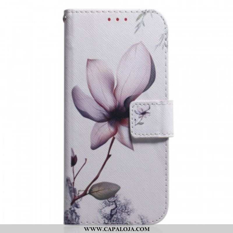 Capa Flip Para Xiaomi Redmi Note 11 Pro / 11 Pro 5G Flor Rosa Empoeirado