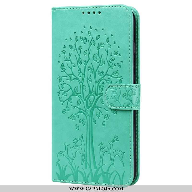 Capa Flip Para Xiaomi Redmi Note 11 Pro / 11 Pro 5G Árvore E Veado