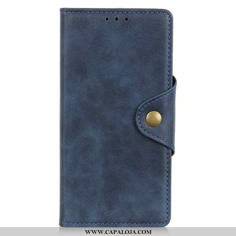 Capa Flip Para Xiaomi Redmi Note 11 Pro Plus 5G Botão De Couro Falso