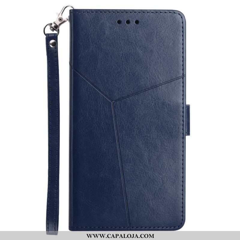 Capa Flip Para Xiaomi Redmi Note 11 Pro Plus 5G De Cordão Estilo De Couro Geométrico Com Tiras