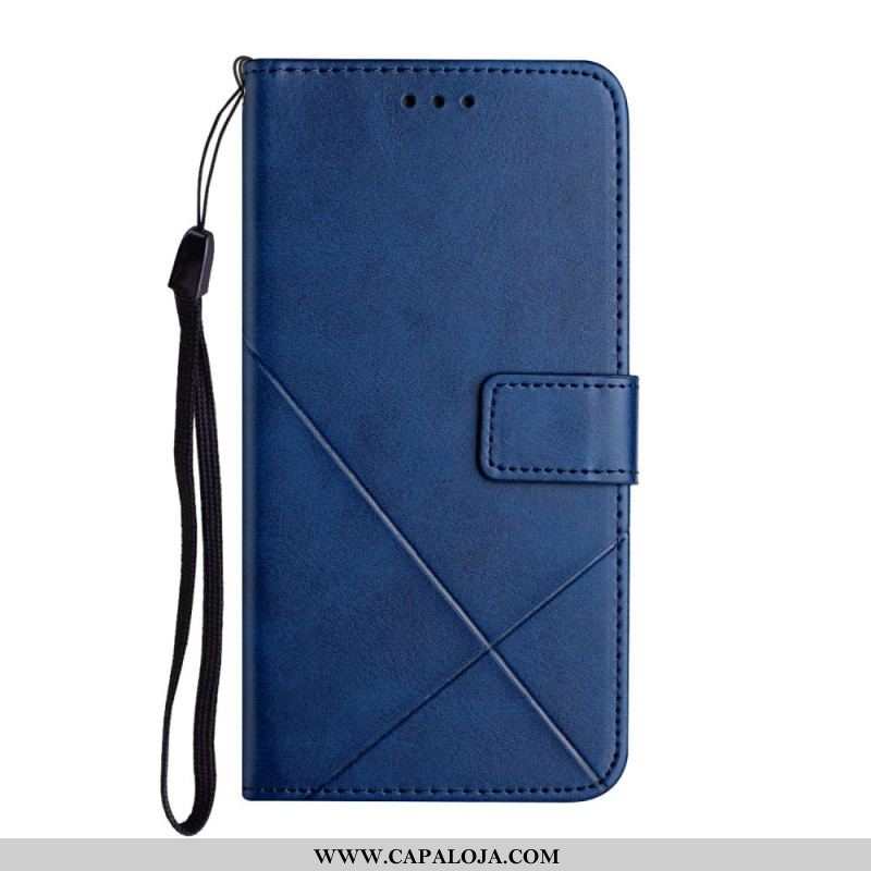 Capa Flip Para Xiaomi Redmi Note 11 Pro Plus 5G De Cordão Linhas De Alças Com Efeito De Couro