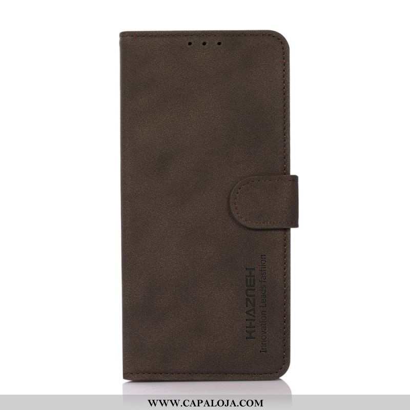 Capa Flip Para Xiaomi Redmi Note 11 Pro Plus 5G Khazneh Efeito Couro