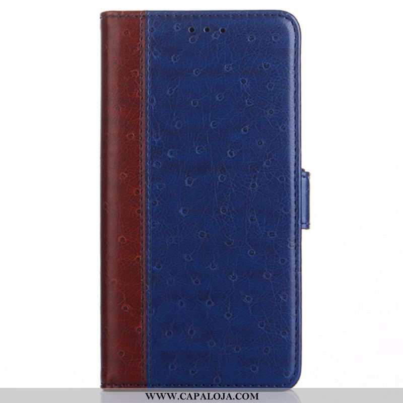 Capa Flip Para Xiaomi Redmi Note 11 Pro Plus 5G Textura De Pele De Avestruz