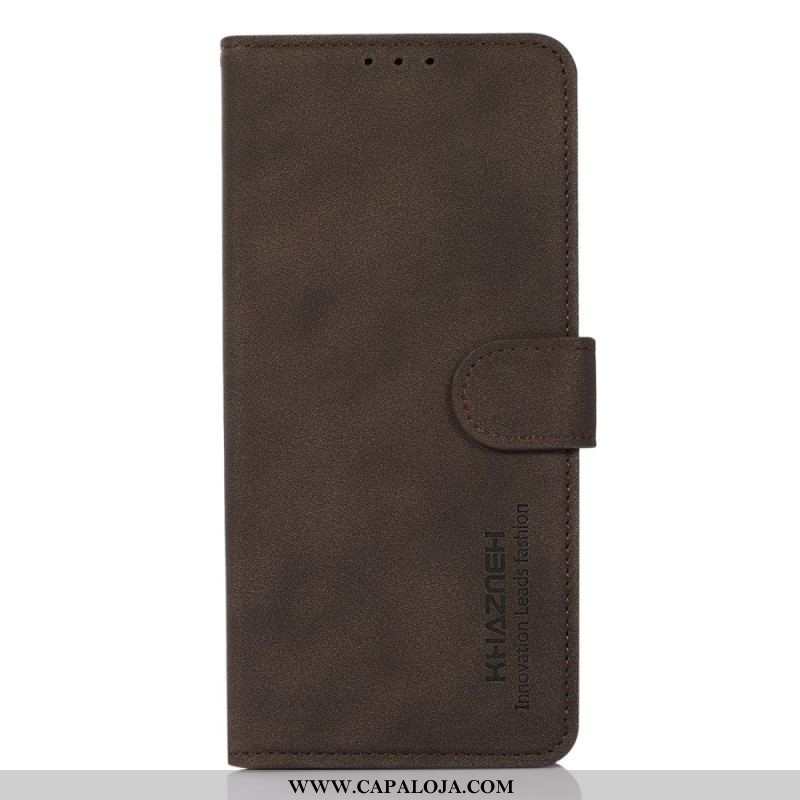 Capa Flip Para Xiaomi Redmi Note 12 5G Khazneh Moda Efeito Couro