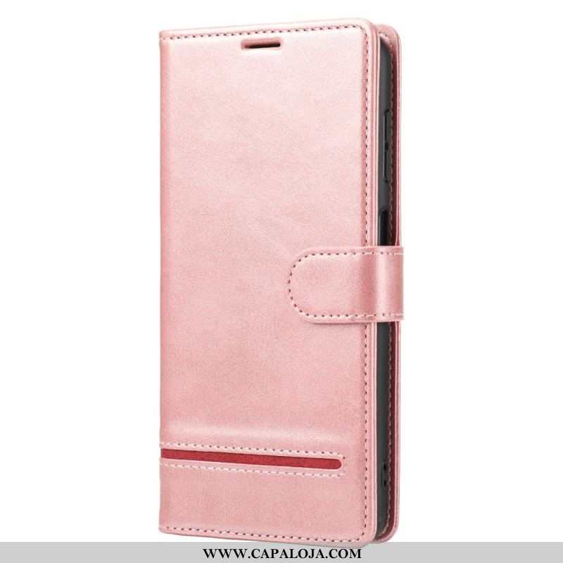 Capa Flip Para Xiaomi Redmi Note 12 5G Linha Efeito Couro