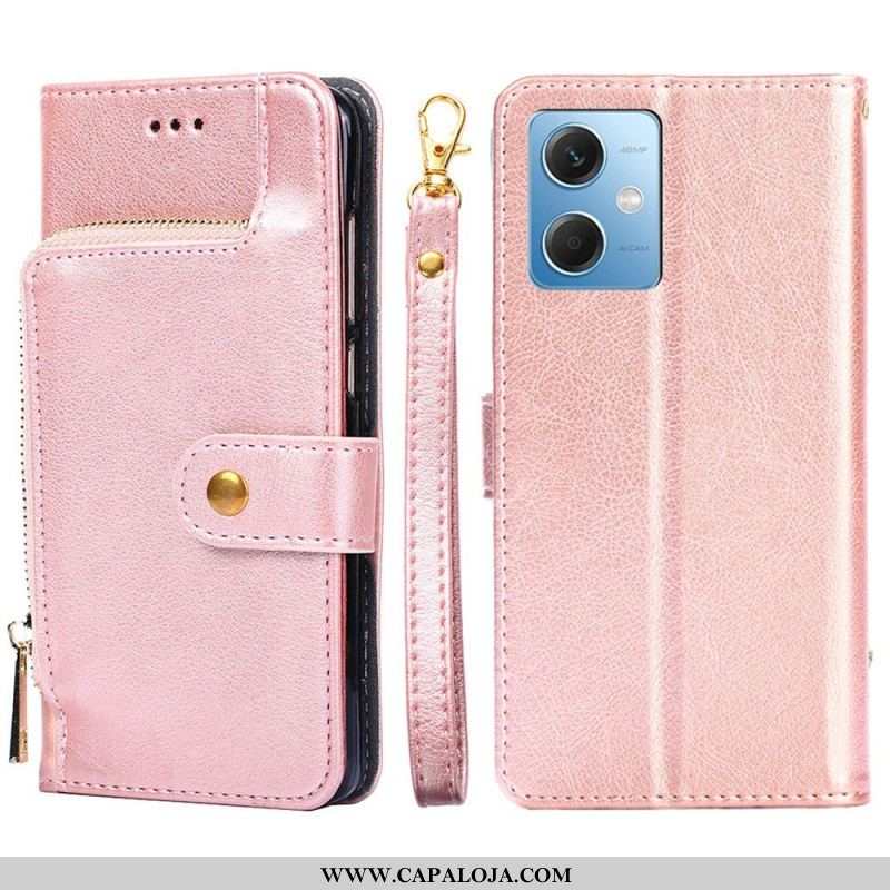 Capa Flip Para Xiaomi Redmi Note 12 5G Porta-moedas Com Zíper