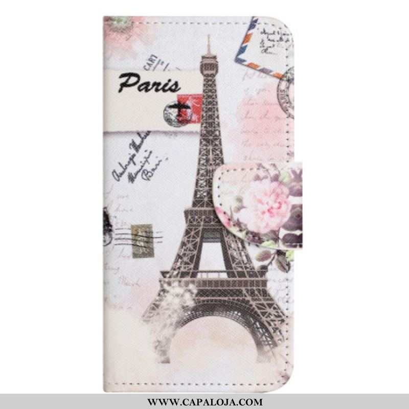 Capa Flip Para Xiaomi Redmi Note 12 5G Torre Eiffel