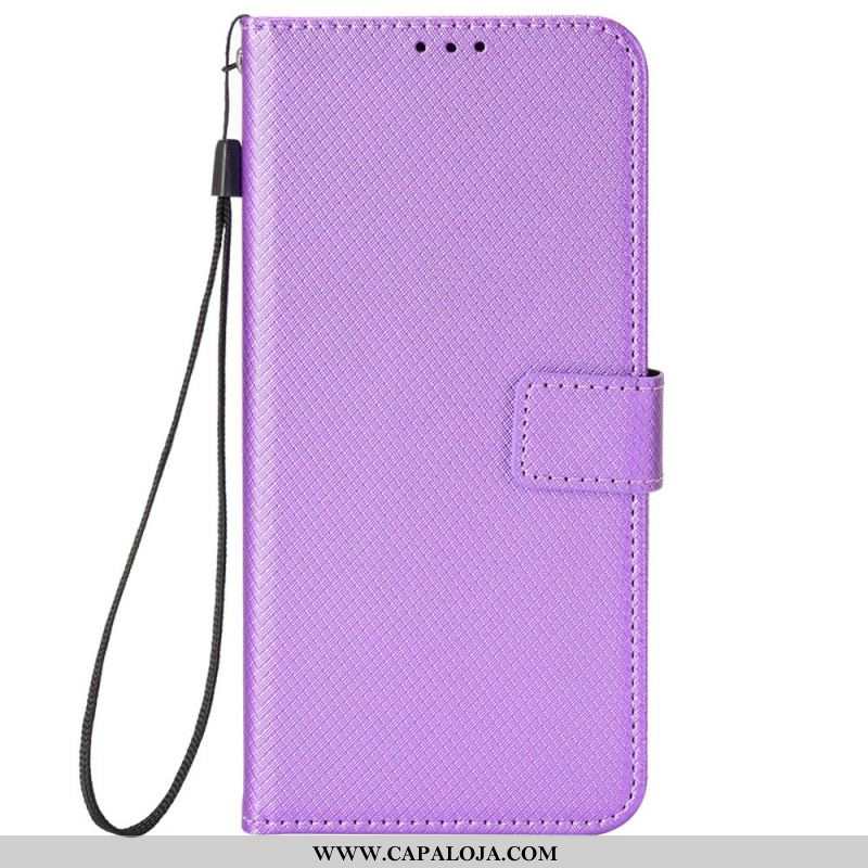 Capa Flip Para Xiaomi Redmi Note 12 Pro De Cordão Couro Falso Estiloso Com Tiras