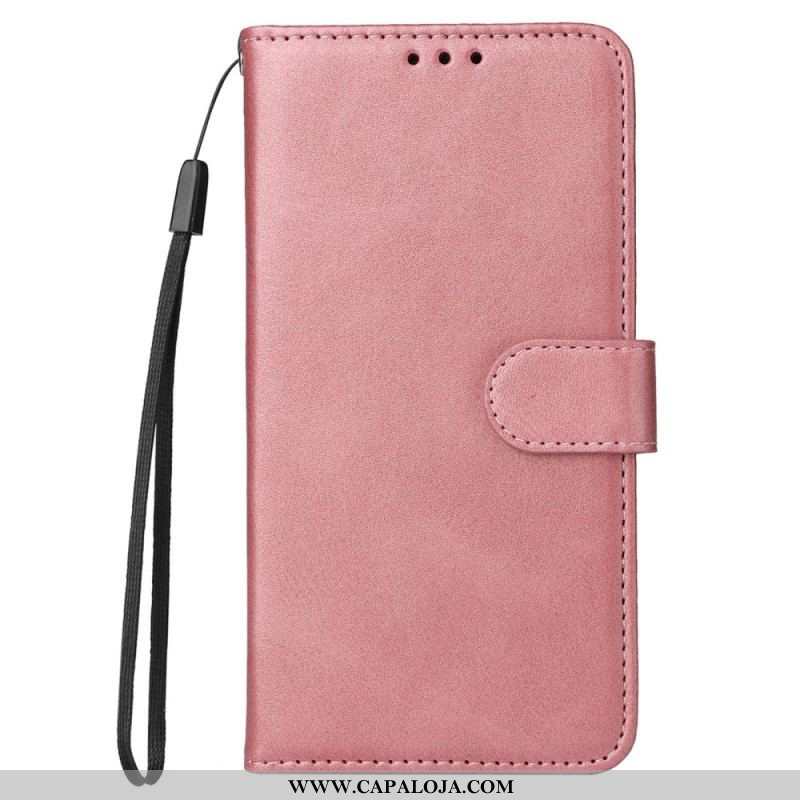 Capa Flip Para Xiaomi Redmi Note 12 Pro De Cordão Simples Com Alça