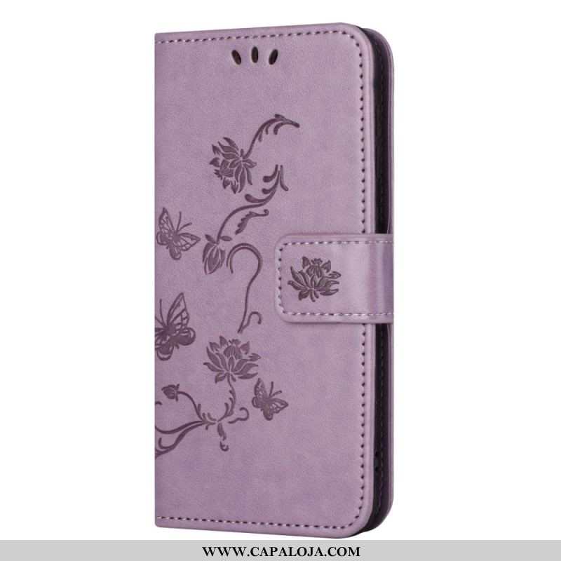 Capa Flip Para Xiaomi Redmi Note 12 Pro De Cordão Strappy Floral