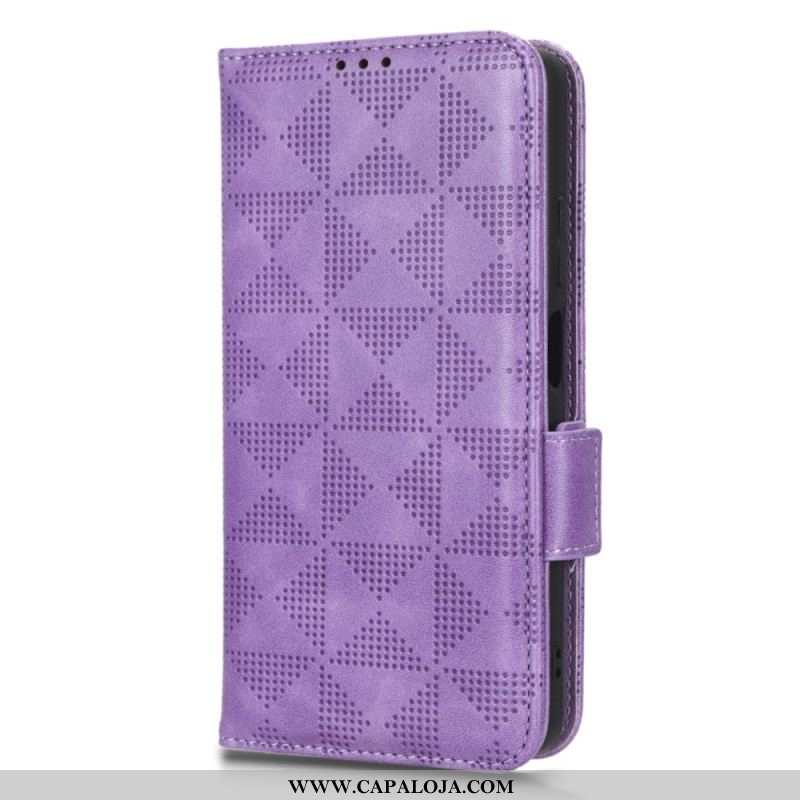 Capa Flip Para Xiaomi Redmi Note 12 Pro Plus Triângulos Com Cordão